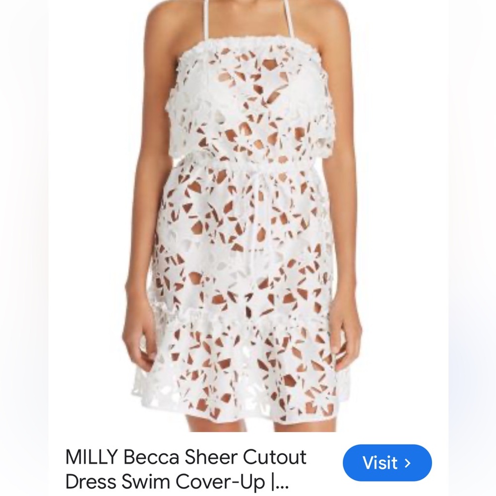 Milly White Sheer Cutout Dress 4th of July stars beach Resortwear